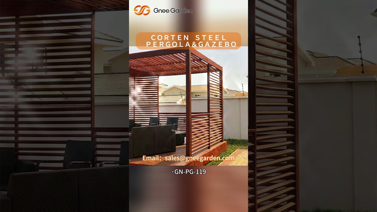 GNEE Corten Steel Modern Outdoor Gazebo #diyproject #pergola #backyard #cortensteel #outdoorliving