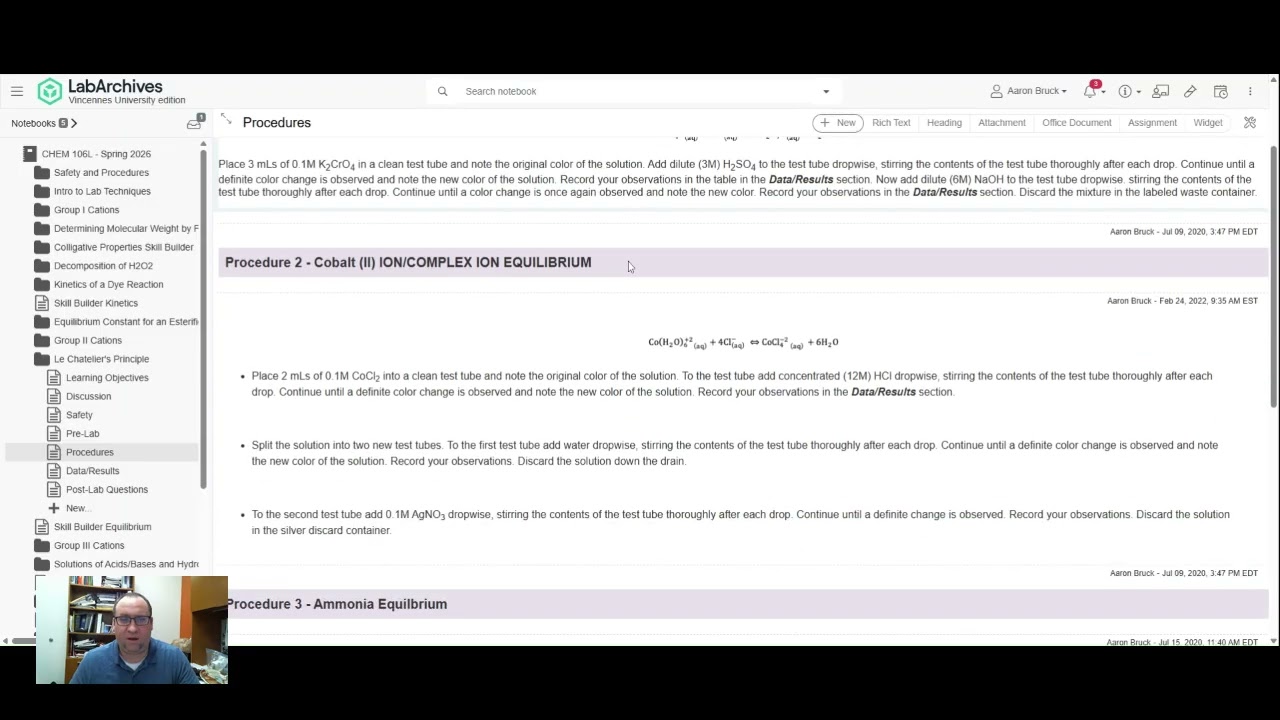Le Chatelier's Principle prelab video