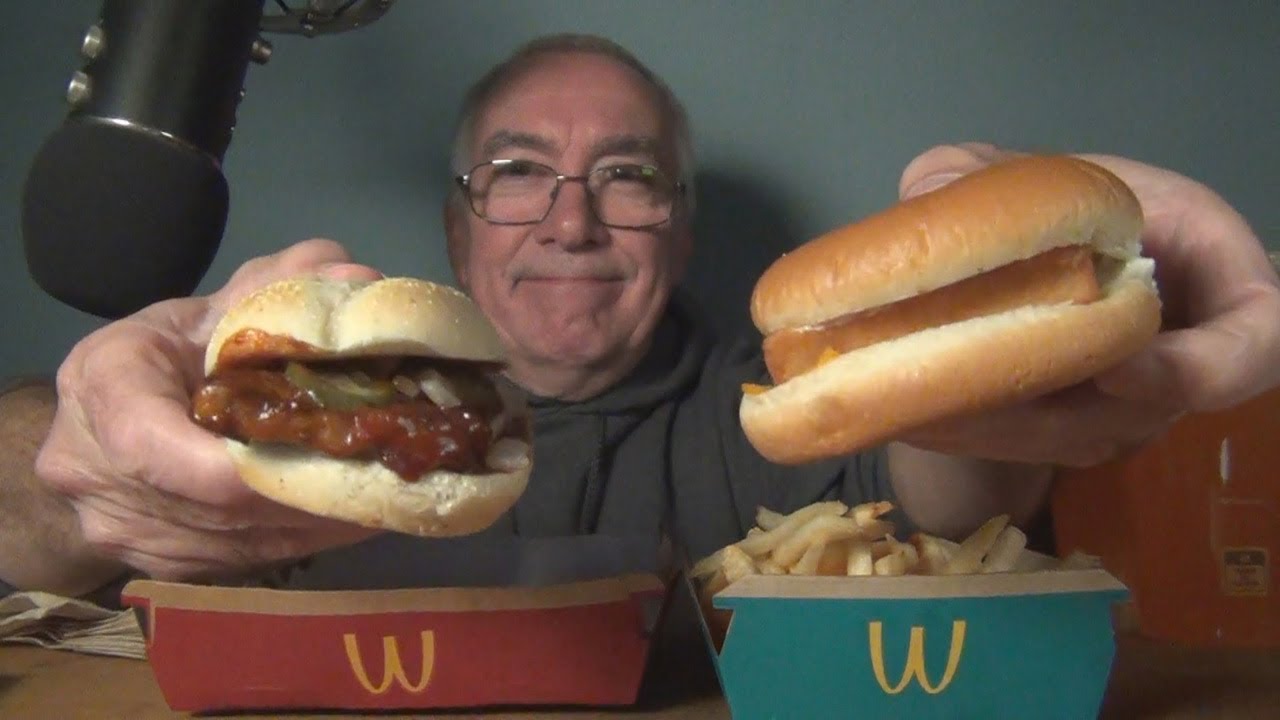 ASMR Eating McDonald's Turf n Surf McRib with Filet-o-Fish sandwich