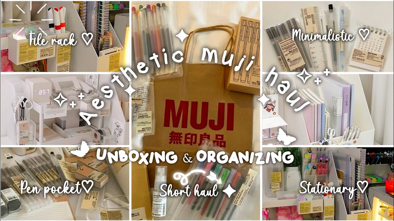 MUJI HAUL asmr☁️* chill with me* unboxing & organizing🤍 #asmrvideo #haul #stationery #muji #unboxing