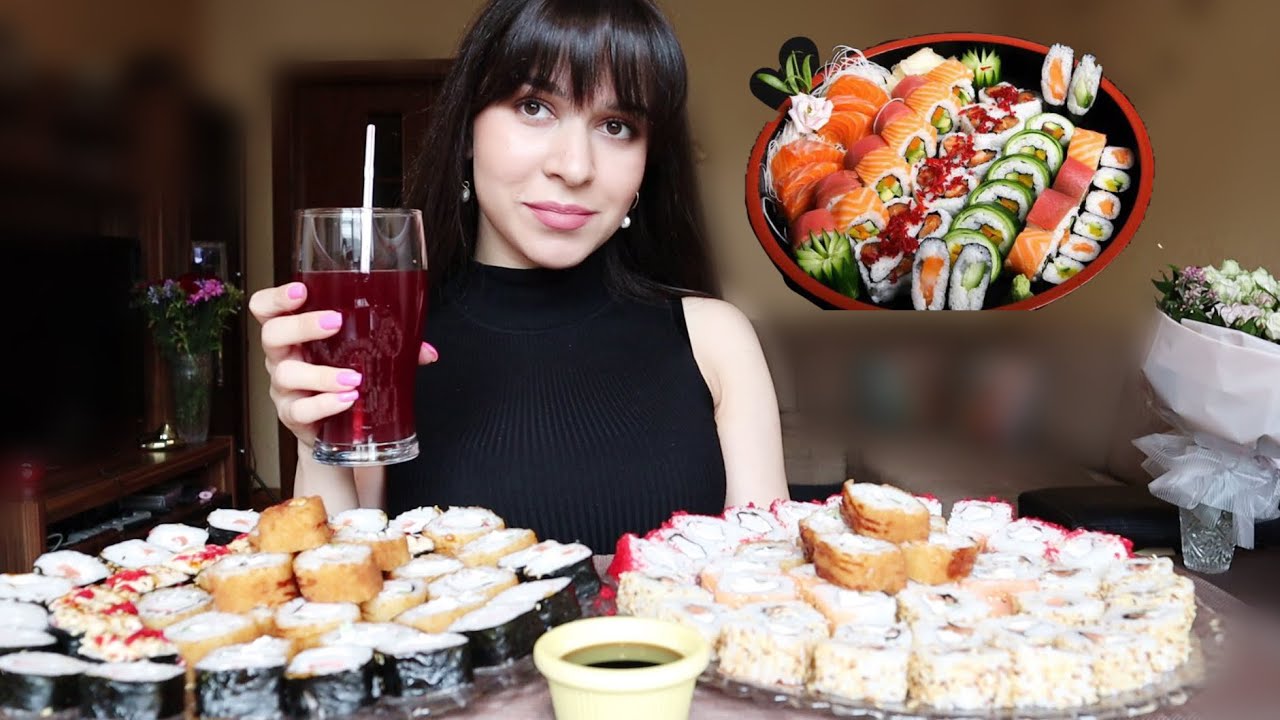 100 СУШИ/РОЛЛОВ МУКБАНГ/МНЕ СКОРО СНИМУТ БРЕКЕТЫ! #AskFatima #mukbang