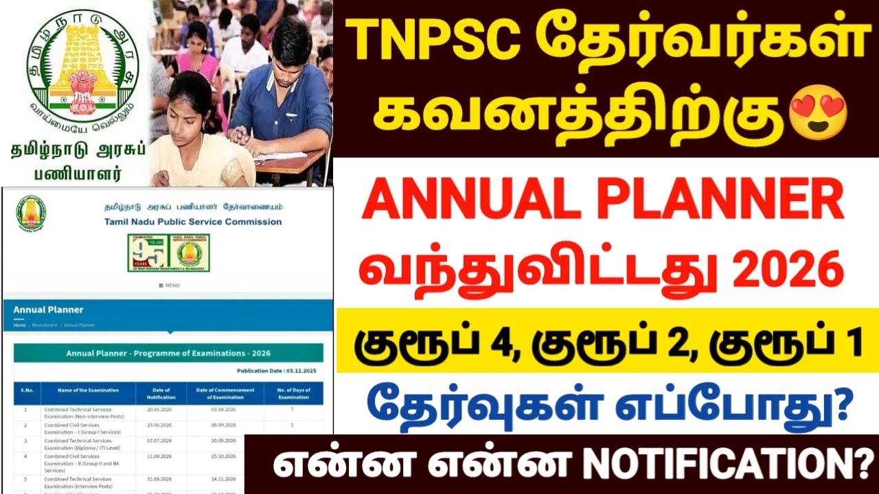 tnpsc annual planner 2026 | tnpsc group 4 exam 2026 | tnpsc group 2 exam 2026 | tnpsc exam 2026