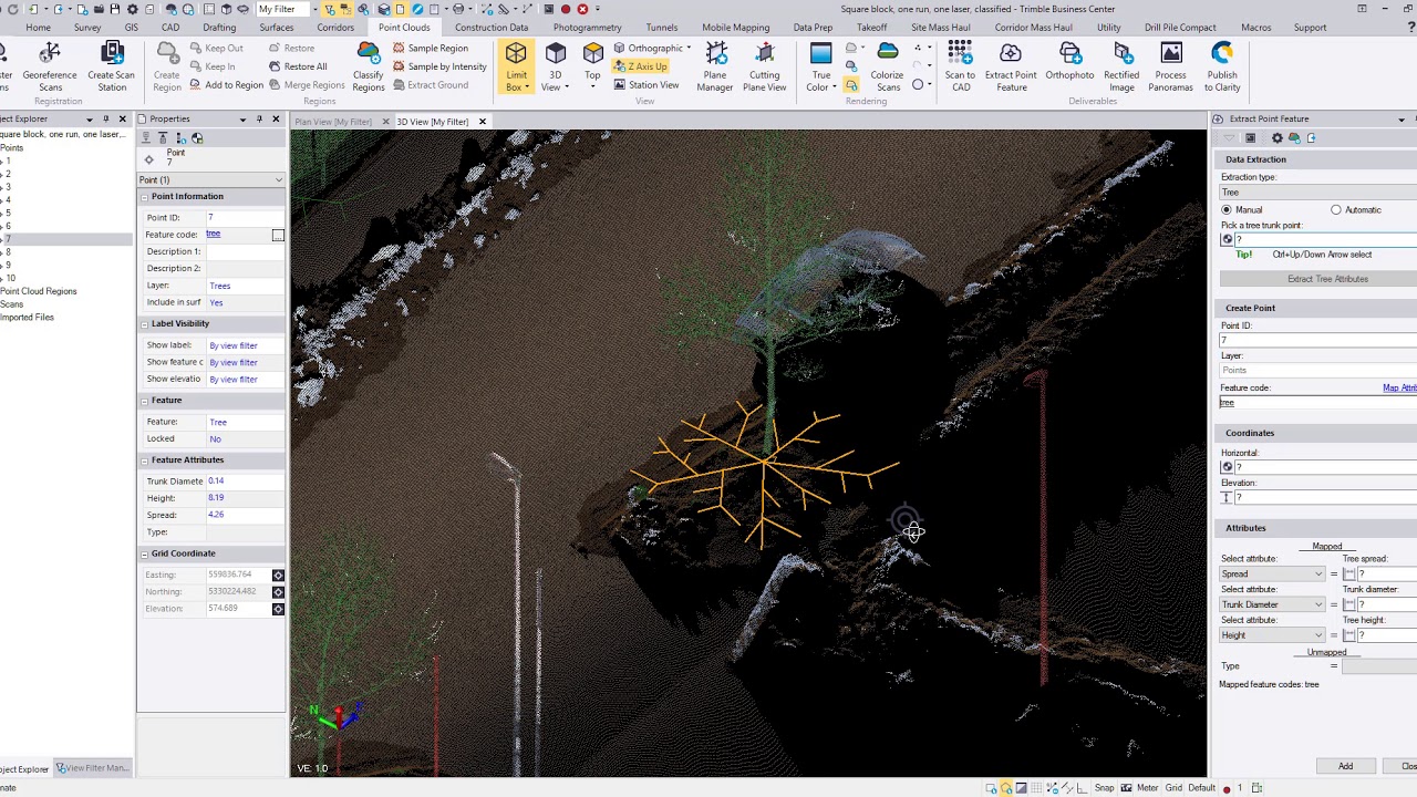 Point Clouds in TBC - Point Feature Extraction (Workflow demo)