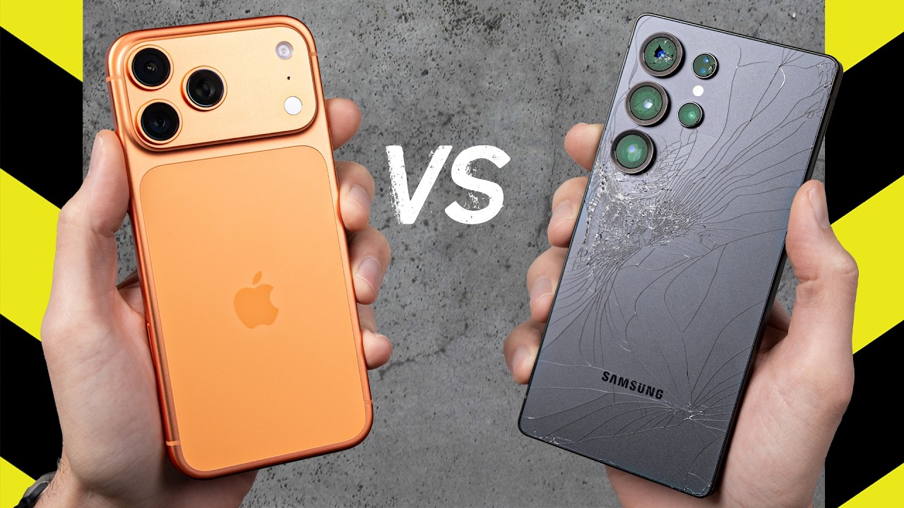 Тест на падение iPhone 17 Pro Max и Galaxy S25 Ultra!