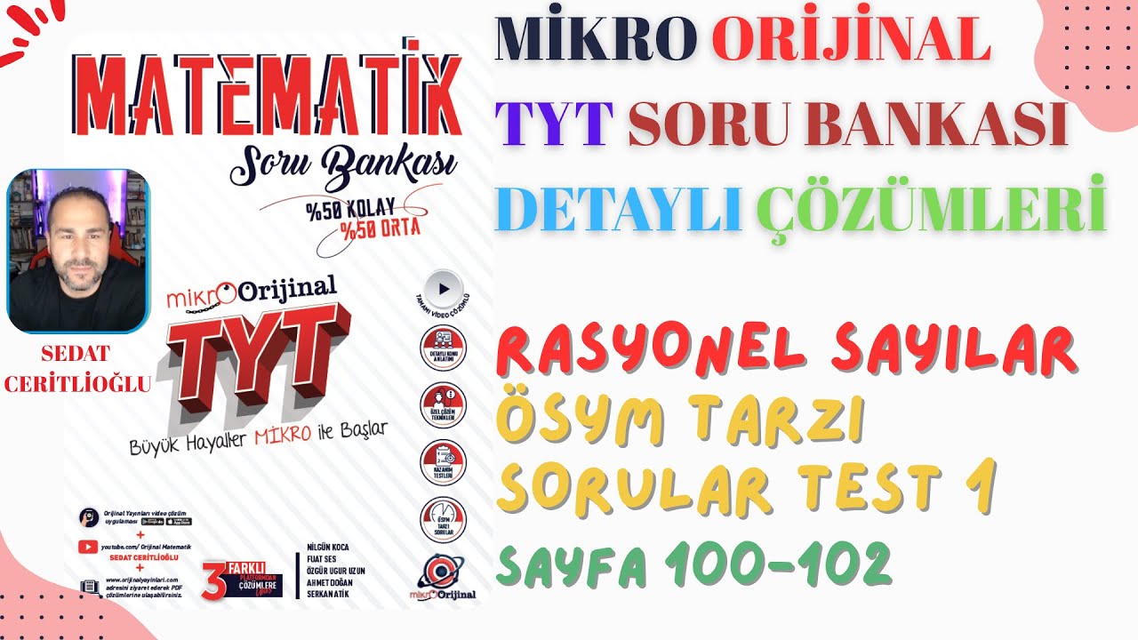 2026 MİKRO ORİJİNAL TYT SORU BANKASI ÇÖZÜMLERİ SYF100-102 #orijinalmatematik #mikroorijinal #yks2026