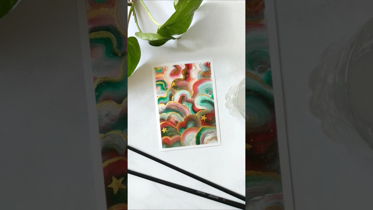 Christmas themed abstract painting idea with acrylic paint | Easy art | Try this on big canvas
