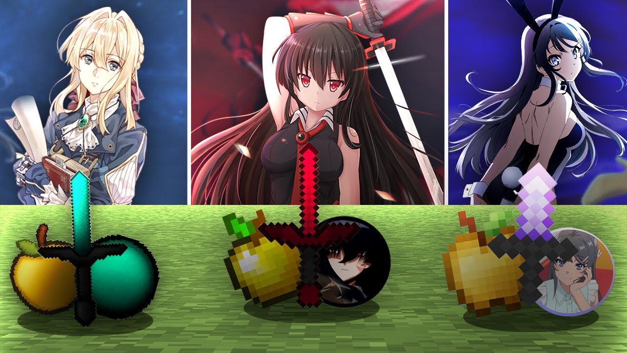 أفضل 5 ريسورس باكات انمي في ماين كرافت ترفع الفريمات - anime pvp texture packs