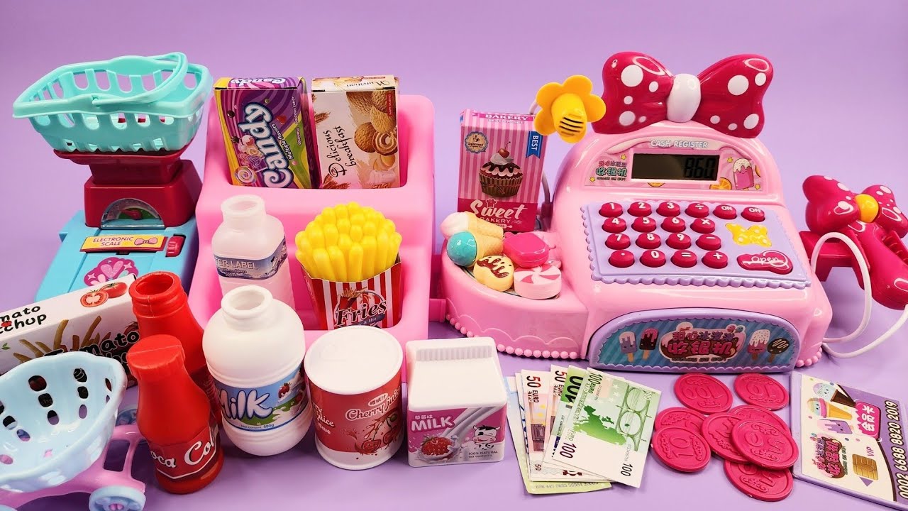 3 Minutes satisfying with unboxing pink store cash register  Review Toys|ASMR