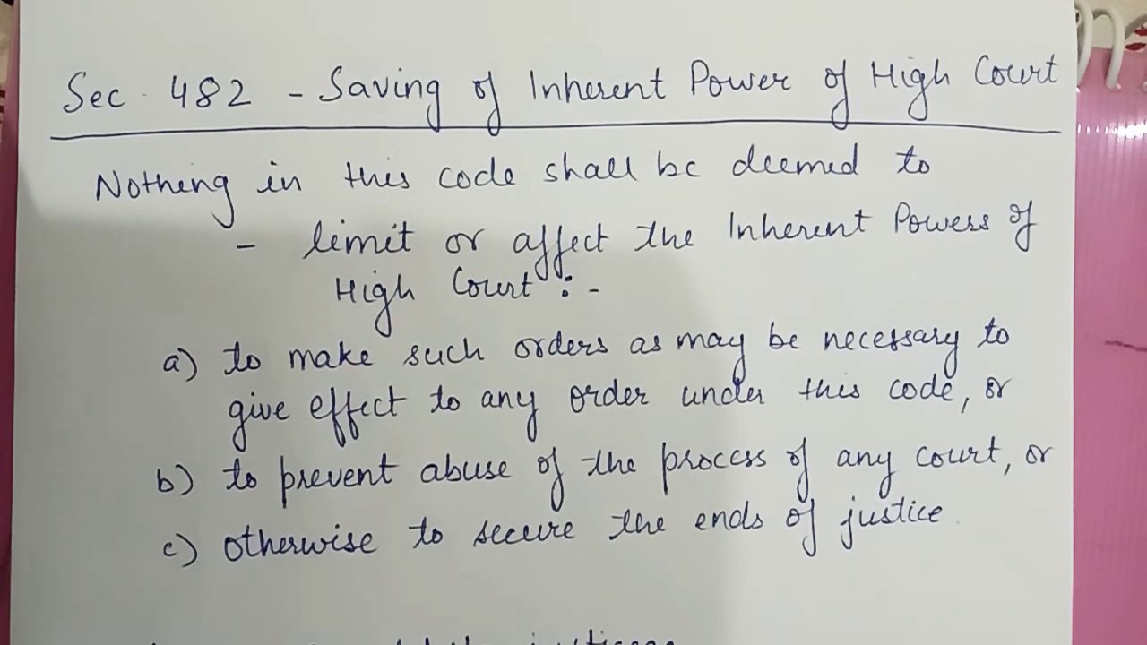 Section 482 of Code of Criminal procedure, 1973 | Inherent Powers of the High Court