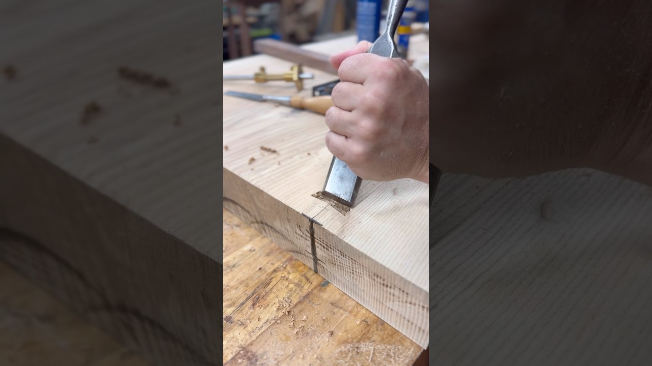 Small Walnut Wooden Bowtie Inlayed In An Ash Slab Using The Blue Tape CA Glue Method