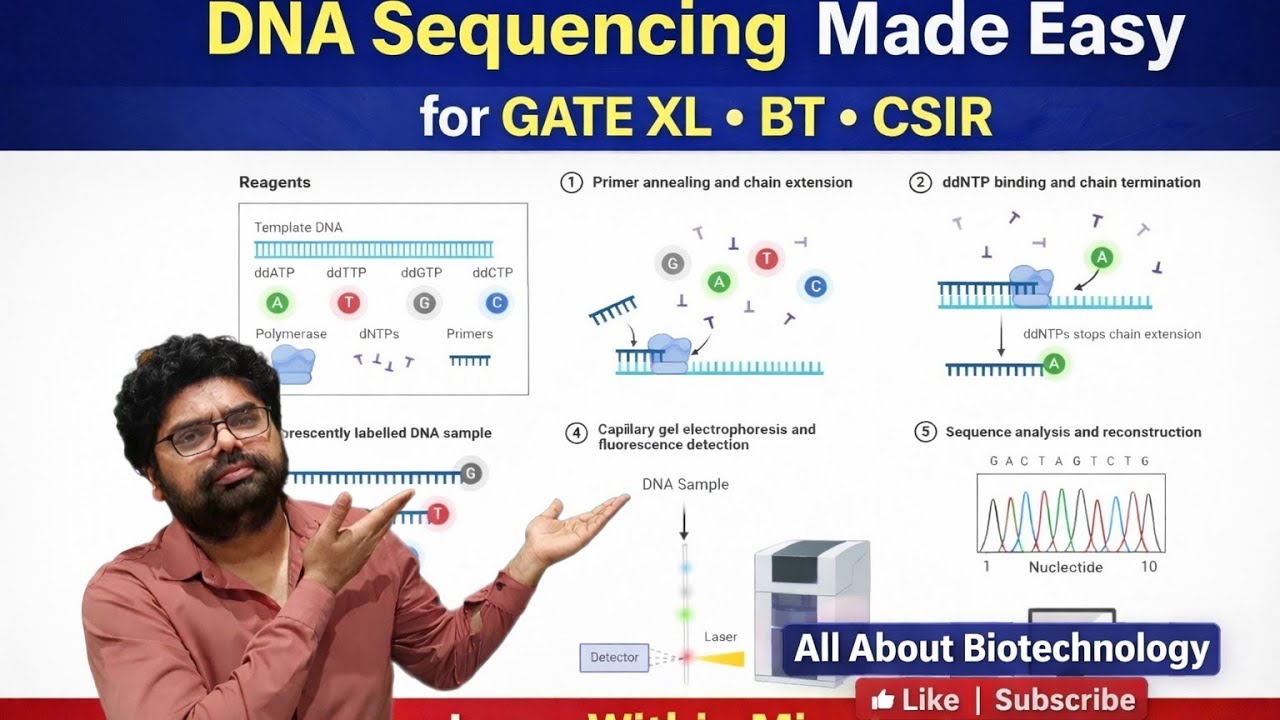 DNA Sequencing Simplified | NET JRF &bull; GATE XL &bull; DBT BET | Biotechnology!!!!