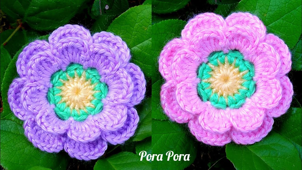 Crochet Flower I Crochet Double Layered Flower I Crochet 3D Flower