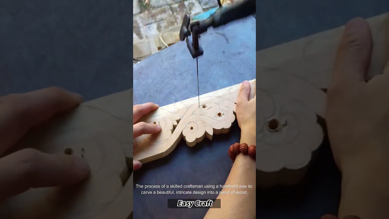 The process of hand carving intricate patterns into wood