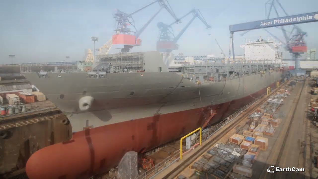 Ship Construction Time-lapse of Daniel K. Inouye (Philly Shipyard Hull 029 CV3600) - Delivered 2018