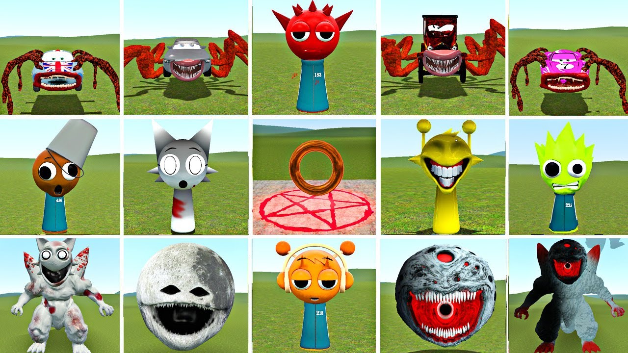 NEW CURSED FIGHT | ALL Eater & Moon Monster vs Sprunki Team | Gmod Evolution Battle