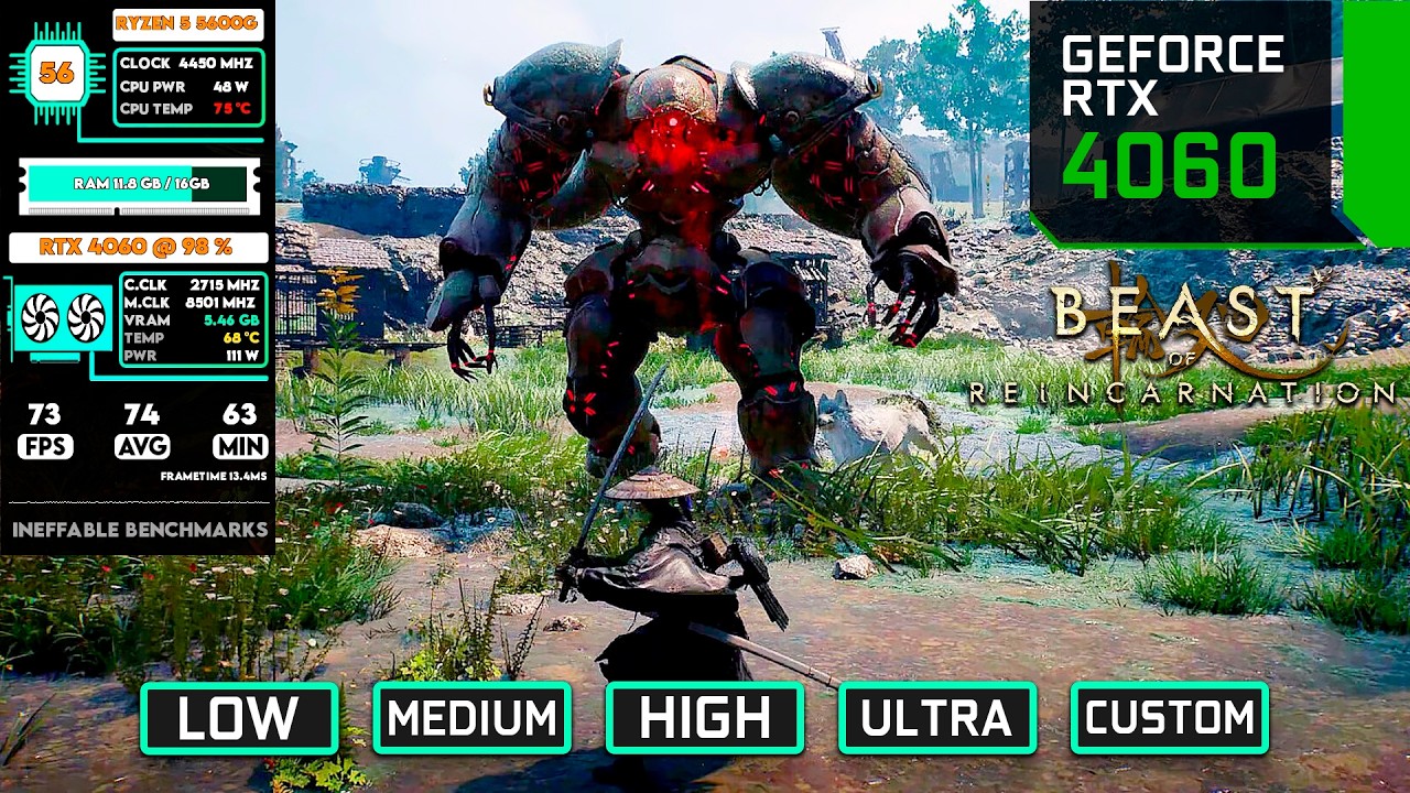 Beast of Reincarnation | RTX 4060 Benchmark | 1080p All Settings Tested