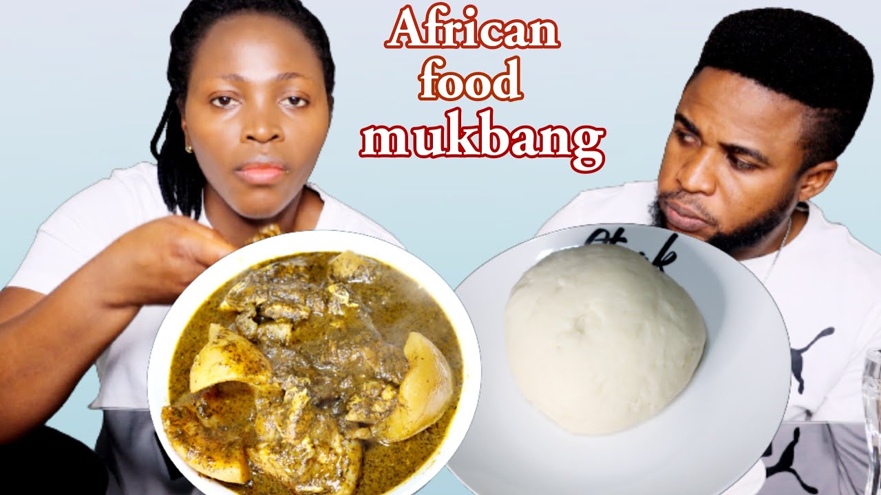 MESSY SMACKING FOOD MUKPRANK ON HUSBAND | FUFU AND BLACK SOUP MUKBANG | AFRICAN FOOD MUKBANG