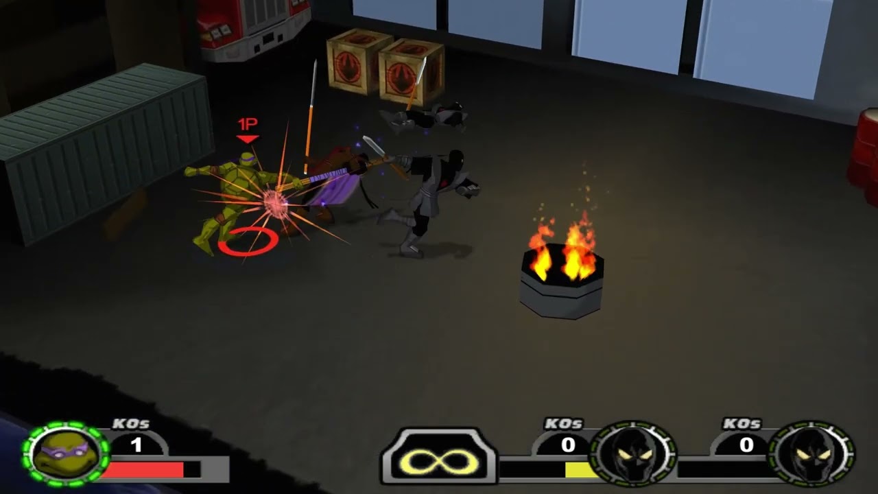 TMNT Mutant Melee Donetello Fight Oroku Saki