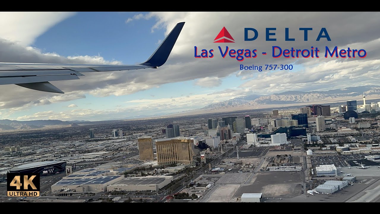 Delta Air Lines; Las Vegas to Detroit - 4K