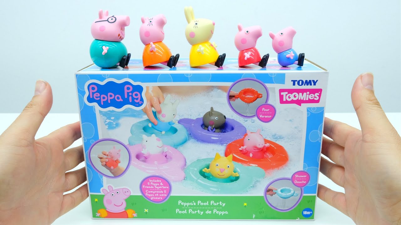 Satisfying with Unboxing Peppa Pig Peppa's Swimming Pool Party Playset | ASMR Toys Review
