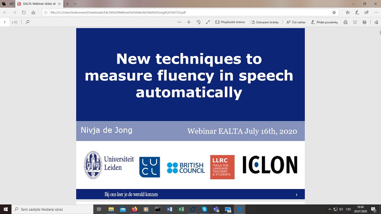 New techniques to measure fluency in speech automatically by Nivja de Jong