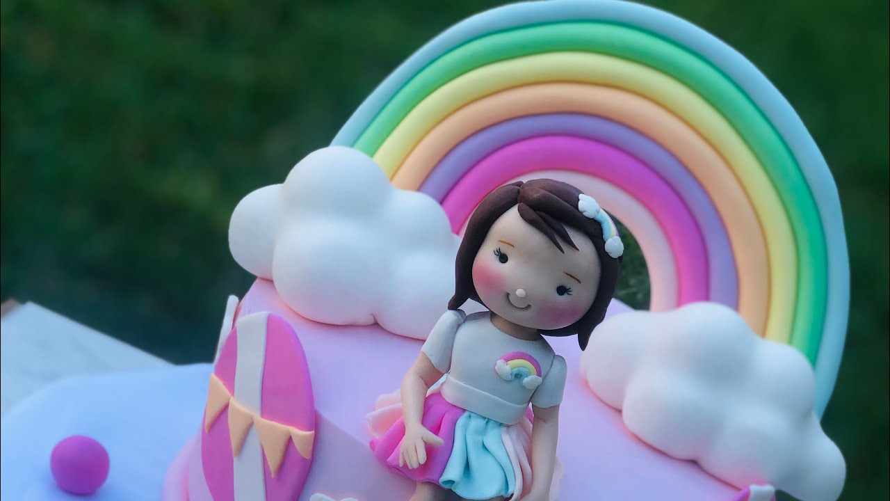 Şeker hamurundan gökkuşağı ve bulut yapımı how to make fondant rainbow and cloud