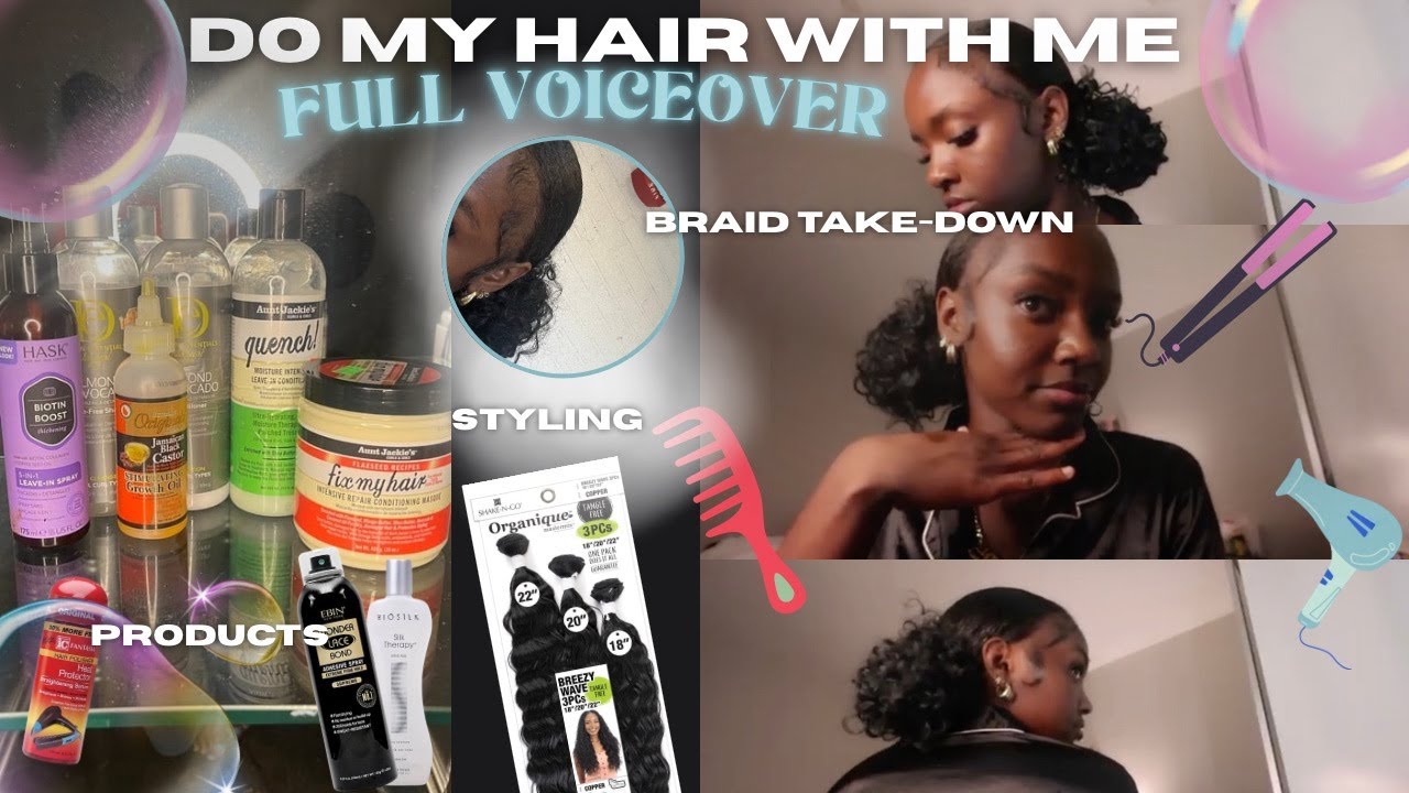 Do my hair with me !! || Low Space Buns, Braid take-down, Full voiceover 🎀