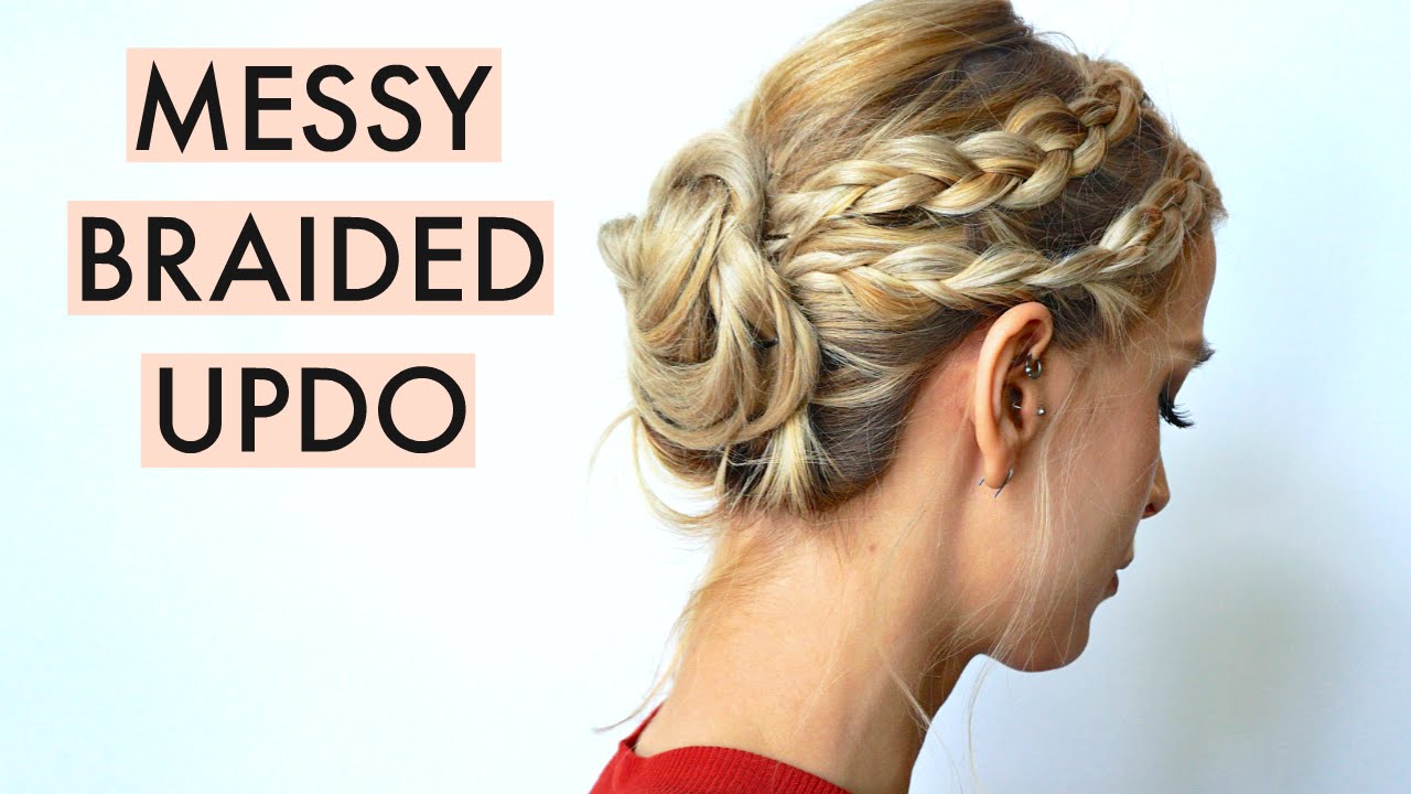 Messy Double Braid Updo Hair Tutorial | leighannsays | LeighAnnSays