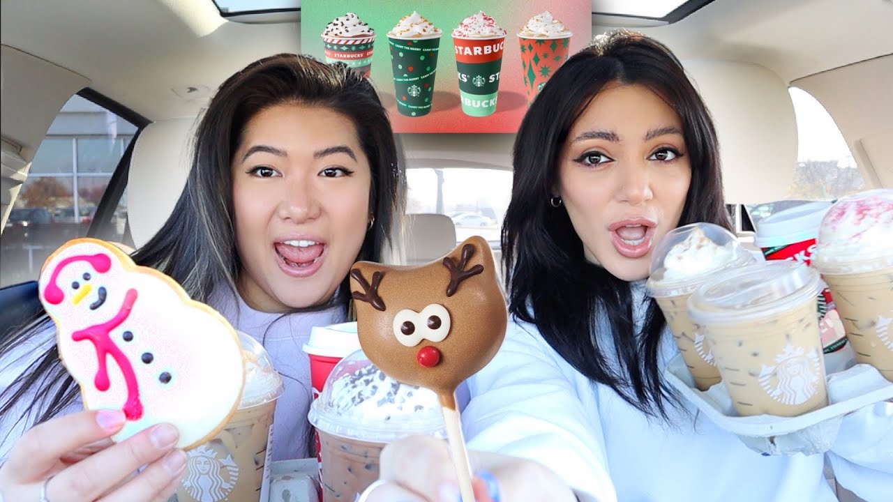 Trying Starbuck’s NEW Holiday Drinks & Treats 2021! *Iced Sugar Cookie Almondmilk Latte!!