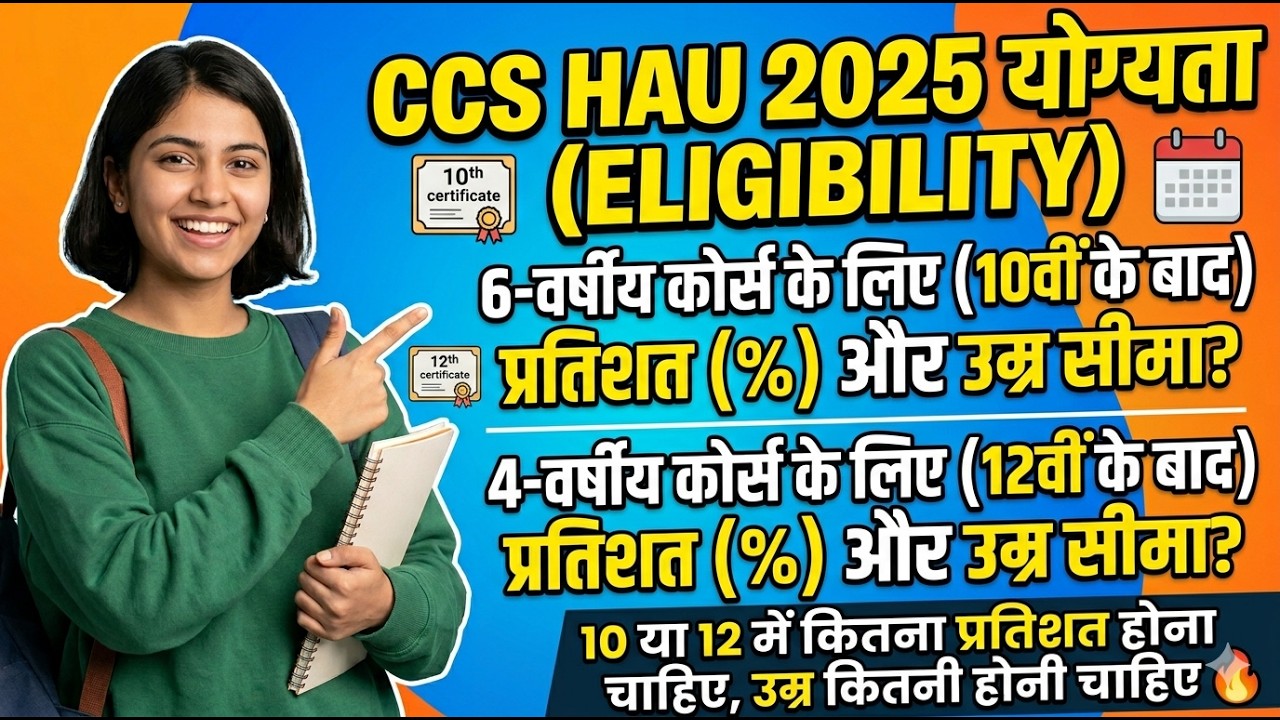 CCS HAU BSc Agriculture Eligibility Criteria 2026 | Age Limit for 4-Year and 6-Year Programs
