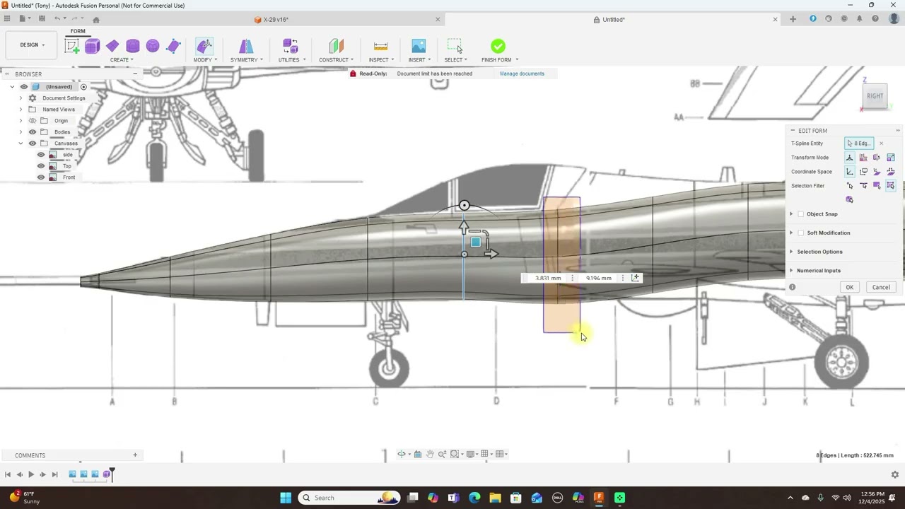Ultimate guide to modeling the X29 Darpa jet in Fusion 360