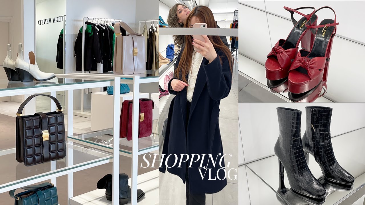 Luxury fashion window shopping: Saint Laurent, Miu Miu, Prada, Bottega Veneta, Versace, Loewe...