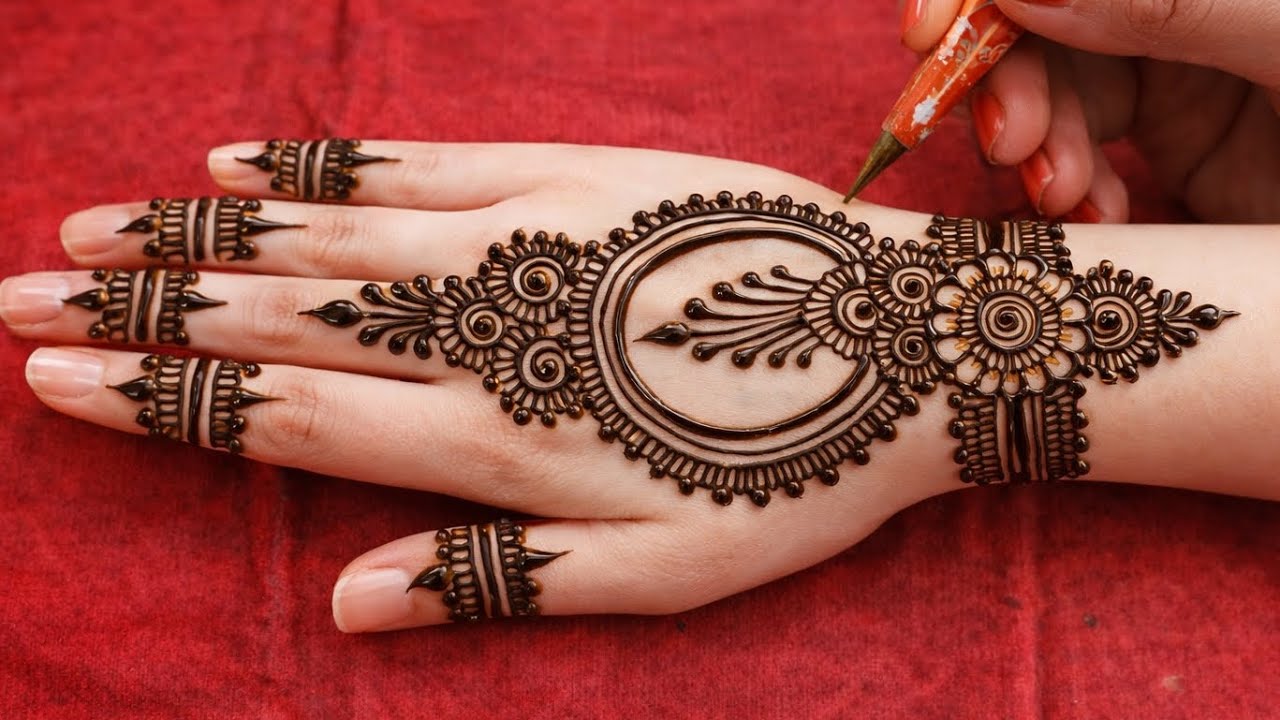 Very simple unique style mehndi designfor back hand|new easy mehndi design2026 #editlyrics 