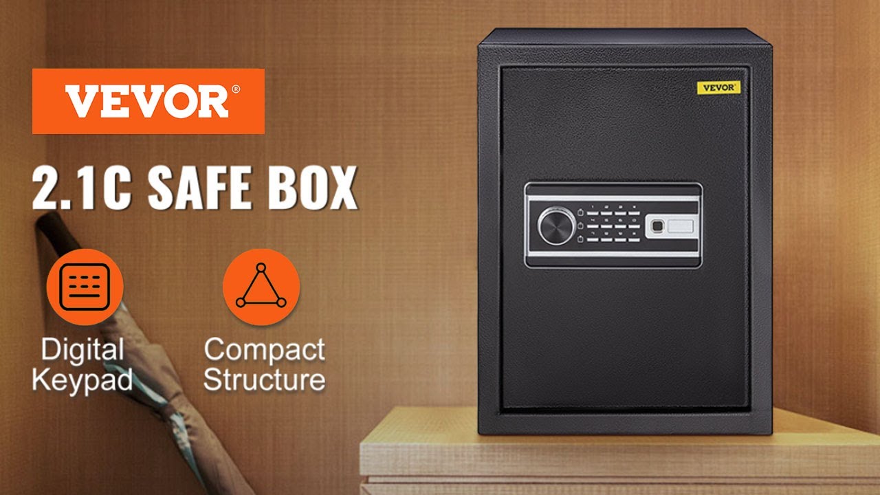 VEVOR Safe Box, 2.1 CU.FT Fingerprint Safe Box for Money w/ 2 Keys & Digital Keypad