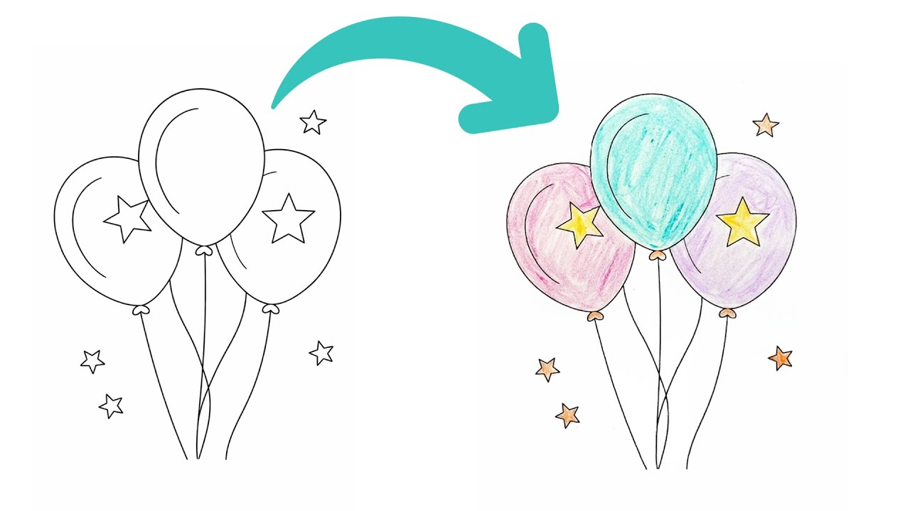 Satisfying Balloon Coloring for Kids | Simple Art Tutorial | Habibs Pen