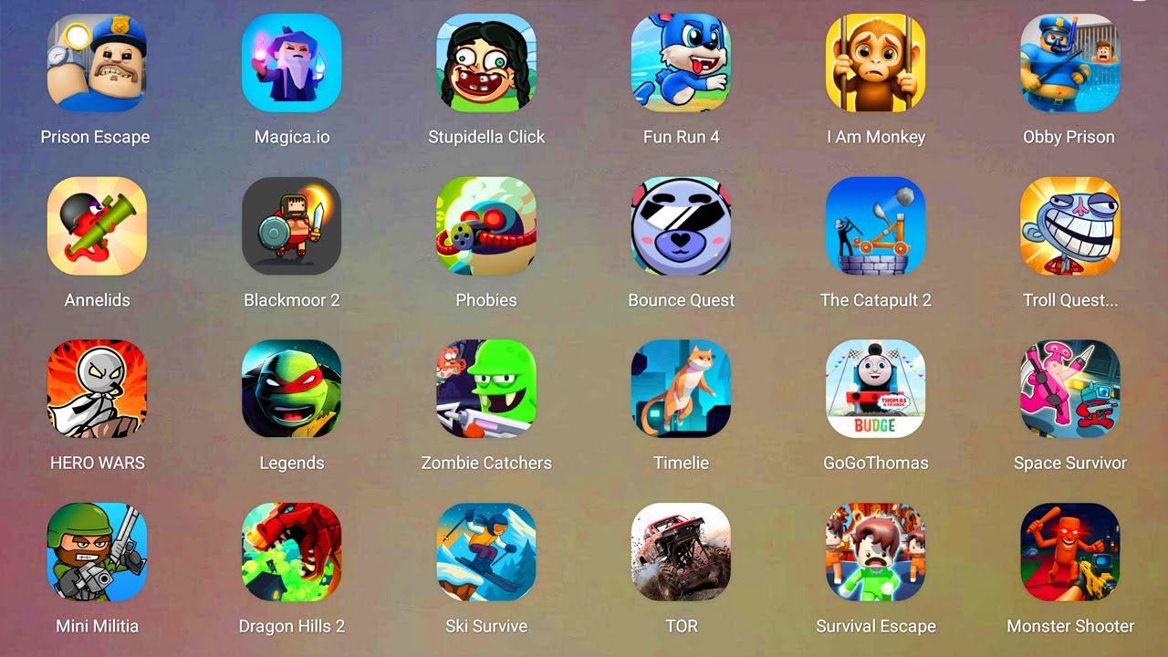 Roblox,Lucky Balls,Scary Teacher 3D,Poppy Playtime 4,The Baby in Yellow,Thief Puzzle,Barry's prison.