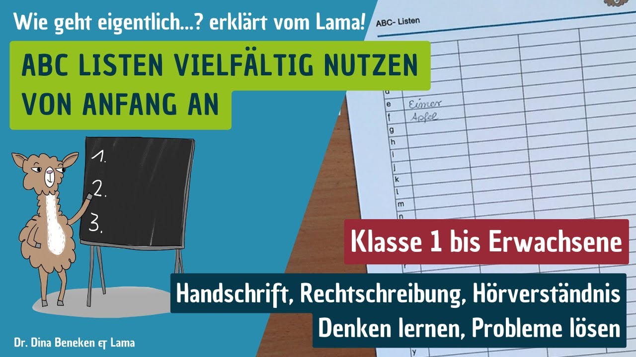 ABC Listen nach Birkenbihl für Handschrifttraining, Sprachenlernen, Rechtschreibung und Denken