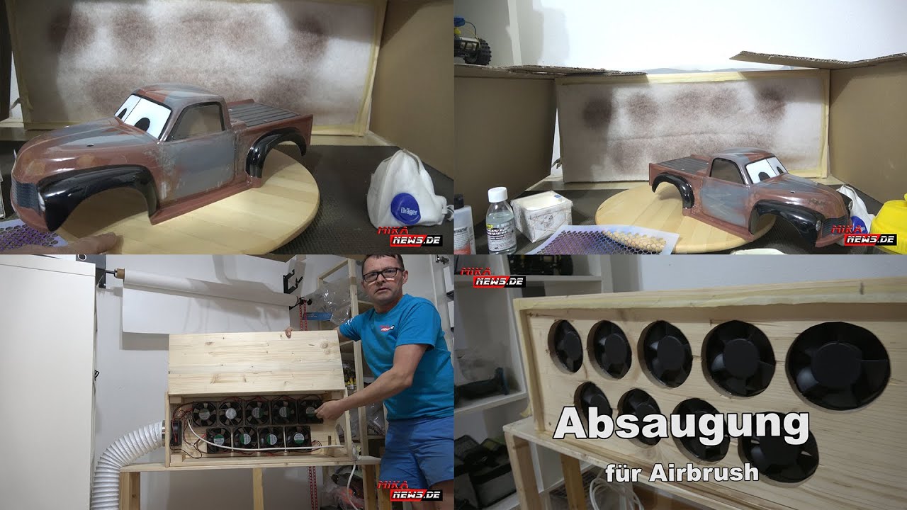 Absauganlage für Airbrush - Airbrushkabine - Farbnebel Absauganlage - Filterspritzkabine - Lüfter