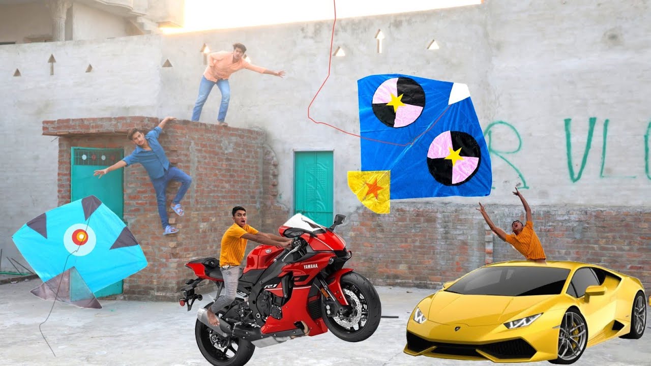 Big 2 Kite Vs Havey bike Lamborghini Drive | Kite