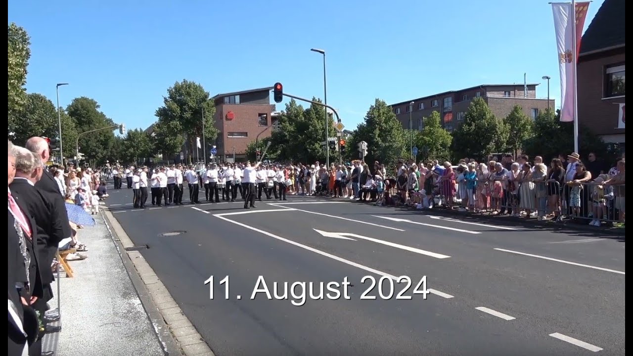 Sch&uuml;tzenfest 2024 in Neuss Grimlinghausen: Die K&ouml;nigsparade das J&auml;gercorps und der Hubertussch&uuml;tzen
