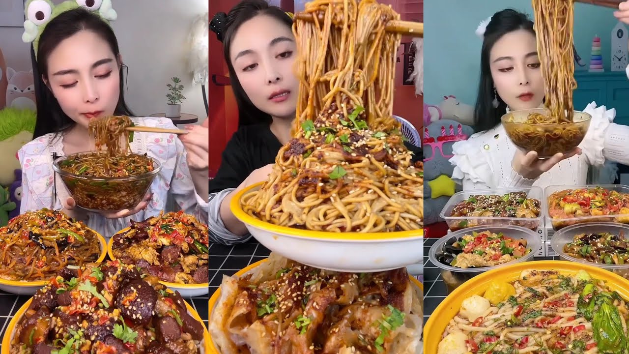 Mukbang : Eating Spicy Noodles 🍜🍜 fire Noodles 🍜 with Hotdogs 🤤#mukbang #foodie #yummy #noodles