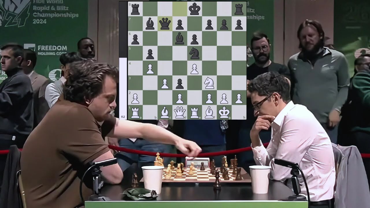 Hans Niemann 2709 v Fabiano Caruana 2796 / FIDE World Blitz / Hans lost his mind when he saw Magnus.
