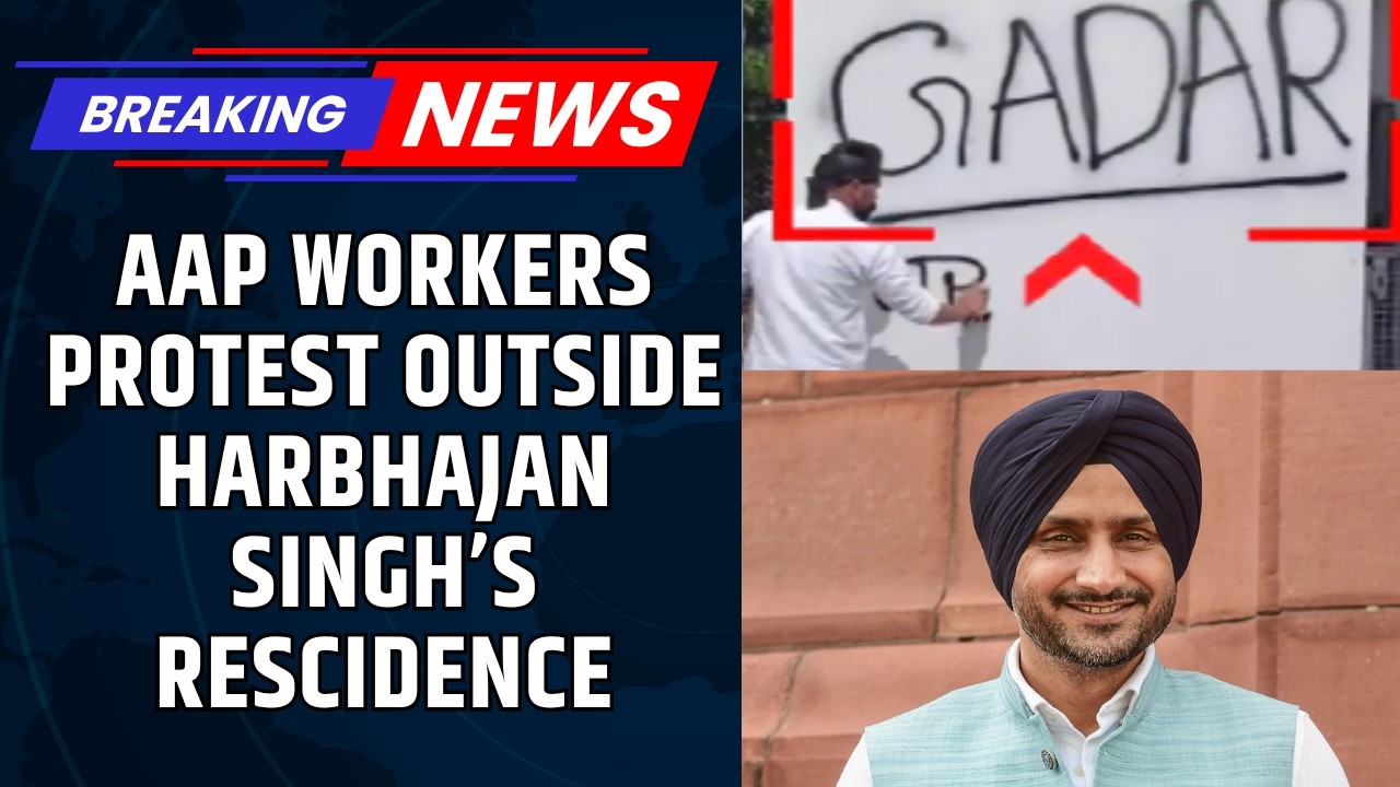 AAP Workers Protest Outside Harbhajan Singh's Residence, Deface Walls With &lsquo;Gaddar&rsquo; Graffiti