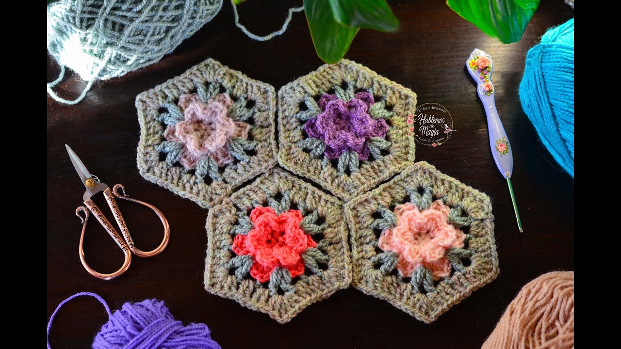 Rosita en hexágono ( Técnica y crochet )