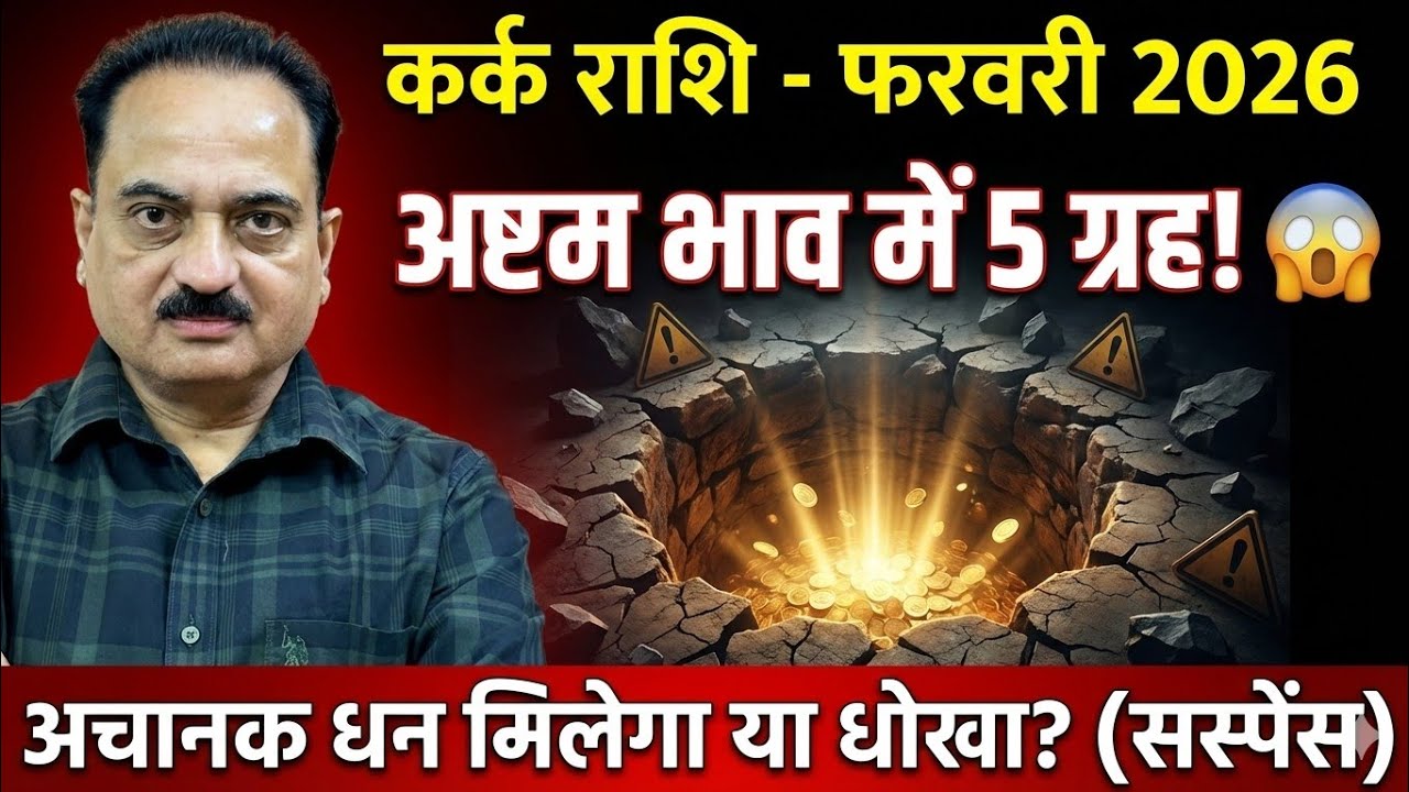 कर्क राशि फरवरी 2026: अष्टम भाव में 5 ग्रह! 😱 संभल जाओ, बड़ा उलटफेर होगा | Cancer Horoscope #kark