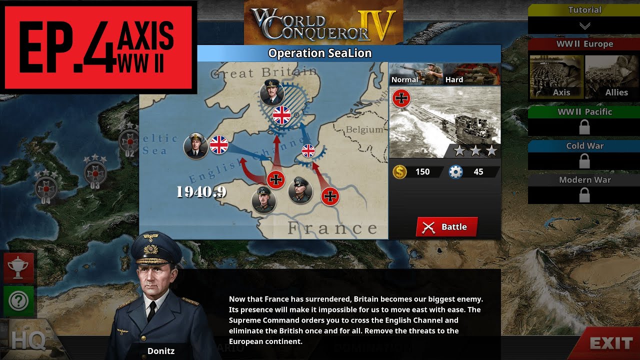 World Conqueror IV – Operation Sea Lion – (No Upgrades No  Generals) Axis #4