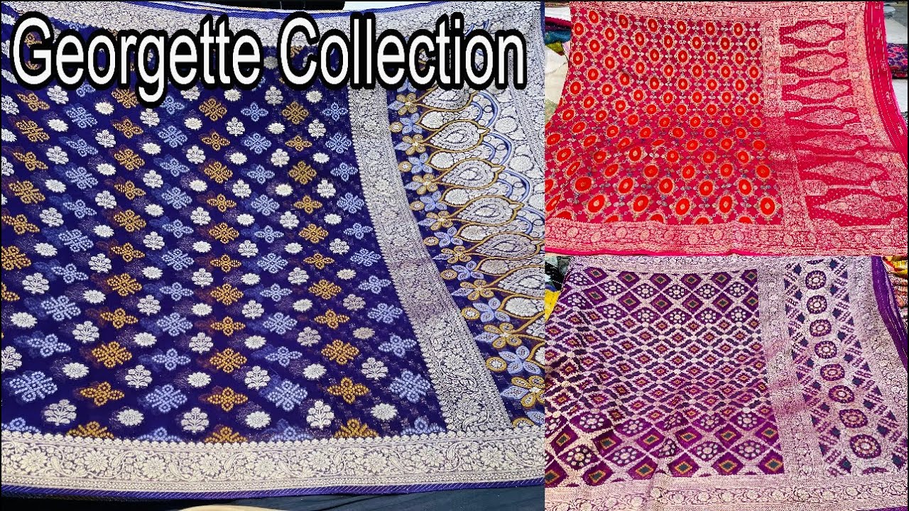 Banaras Semi Georgette Bandhini And Mina Weaving 