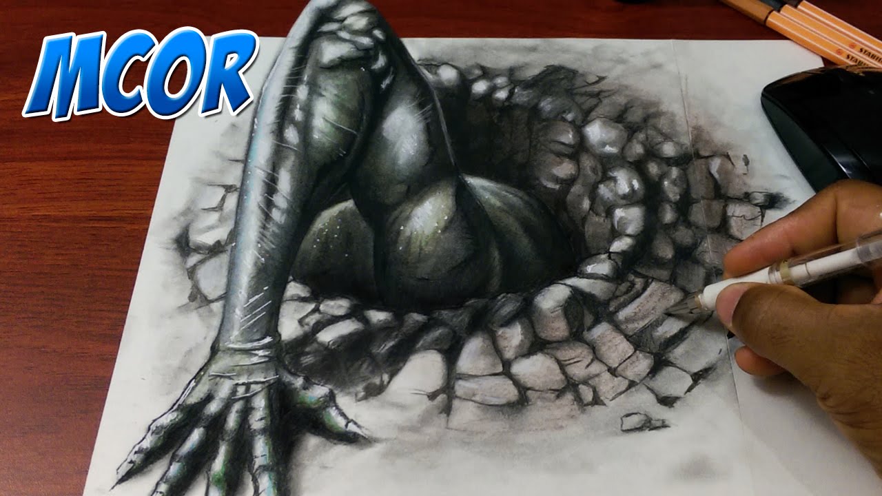 Dibujando un Demonio en 3D - Ilusión Optica