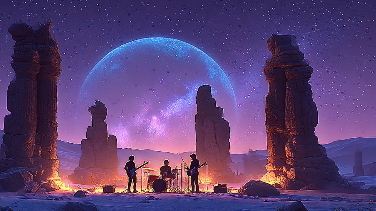 Cosmic Desert Drift Under a Purple Sky | Psychedelic Chill Rock Instrumental
