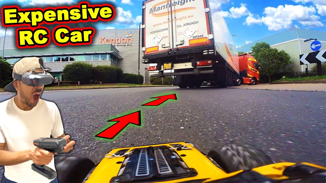 Driving RC Car on Highway Under Truck!!